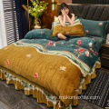 100% Crystal velvet printed bedskirt sets